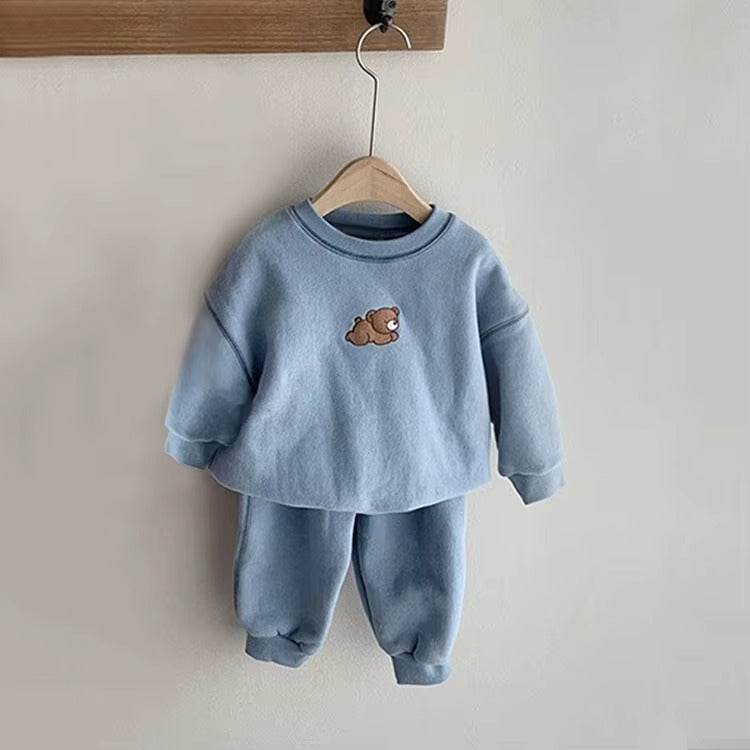🧸 Baby Cotton 2-Piece Outfit Set – Hoodie Sweatshirt &amp; Pants Cartoon Kids Tracksuit 👶✨