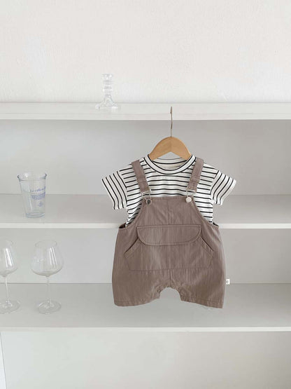 🤍 Baby Suspender Romper Set – Simple & Cute 👶✨