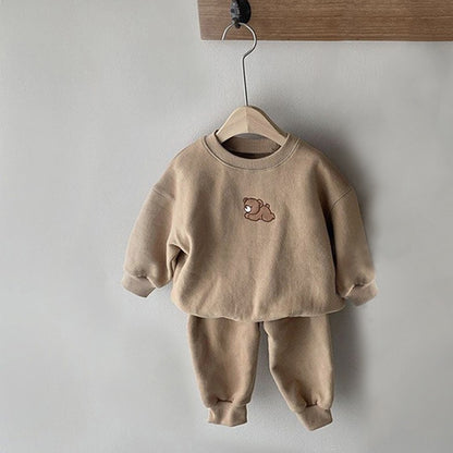 🧸 Baby Cotton 2-Piece Outfit Set – Hoodie Sweatshirt &amp; Pants Cartoon Kids Tracksuit 👶✨