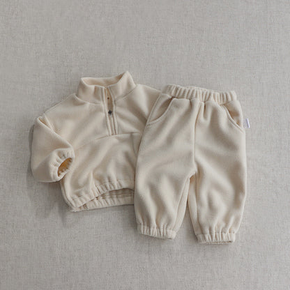 🧸 Baby Fleece Tracksuit Set – Soft Cozy 2-Piece Outfit (Zip Top + Pants) 👶✨