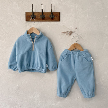 🧸 Baby Fleece Tracksuit Set – Soft Cozy 2-Piece Outfit (Zip Top + Pants) 👶✨