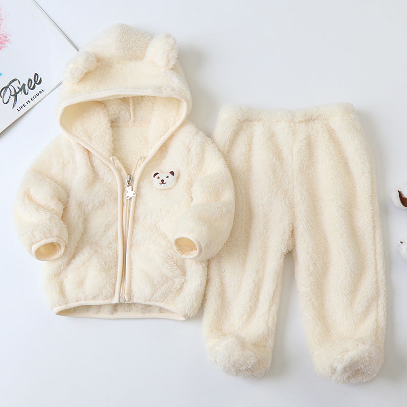 🧸 Teddy Bear Fleece Baby Set – Ultra Cozy Hoodie & Pants 👶❄️