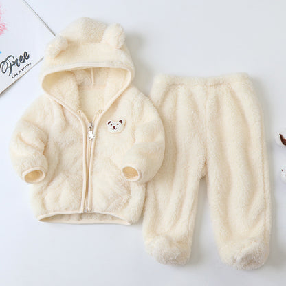 🧸 Teddy Bear Fleece Baby Set – Ultra Cozy Hoodie & Pants 👶❄️