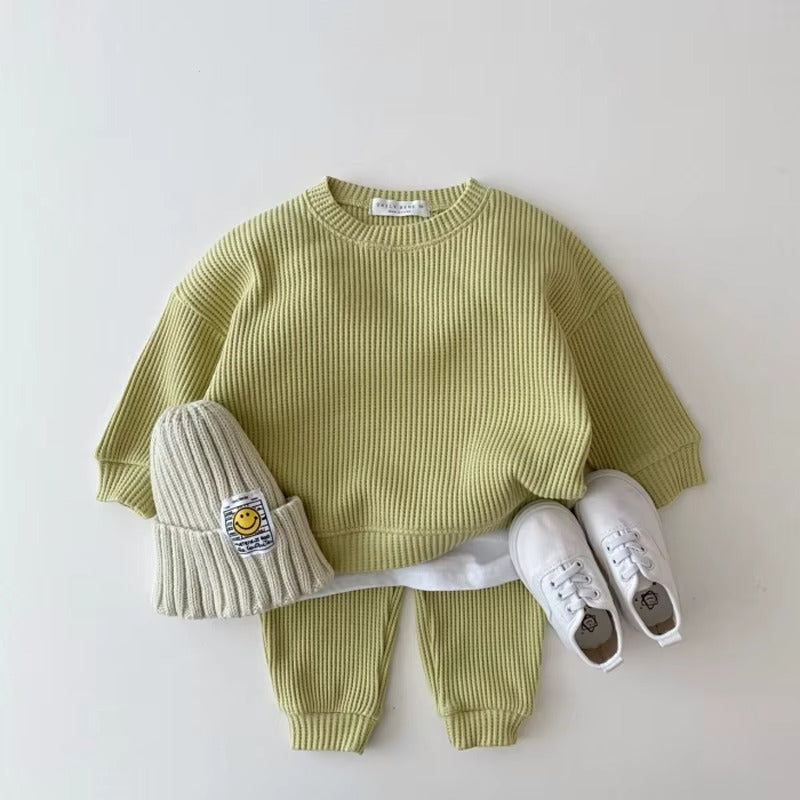 🧶 Baby Knit 2-Piece Outfit Set – Ribbed Sweater & Pants Cozy Cotton Tracksuit 👶✨
