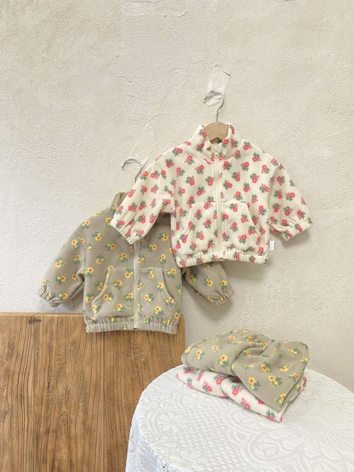 🌸 Baby Girl Floral Fleece Tracksuit – Zip Jacket & Pants 2-Piece Winter Set 👶✨