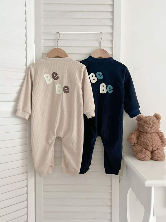 ✨ “Be Be” Baby Ribbed Romper – Minimal Cozy One-Piece 👶🧸