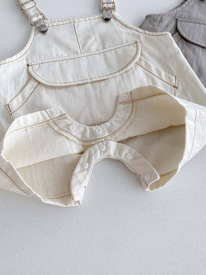 🤍 Baby Suspender Romper Set – Simple & Cute 👶✨