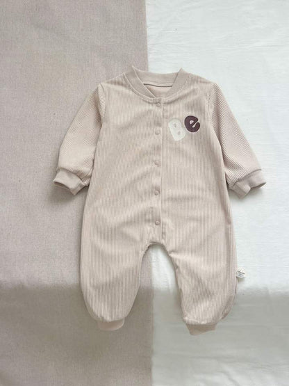 ✨ “Be Be” Baby Ribbed Romper – Minimal Cozy One-Piece 👶🧸