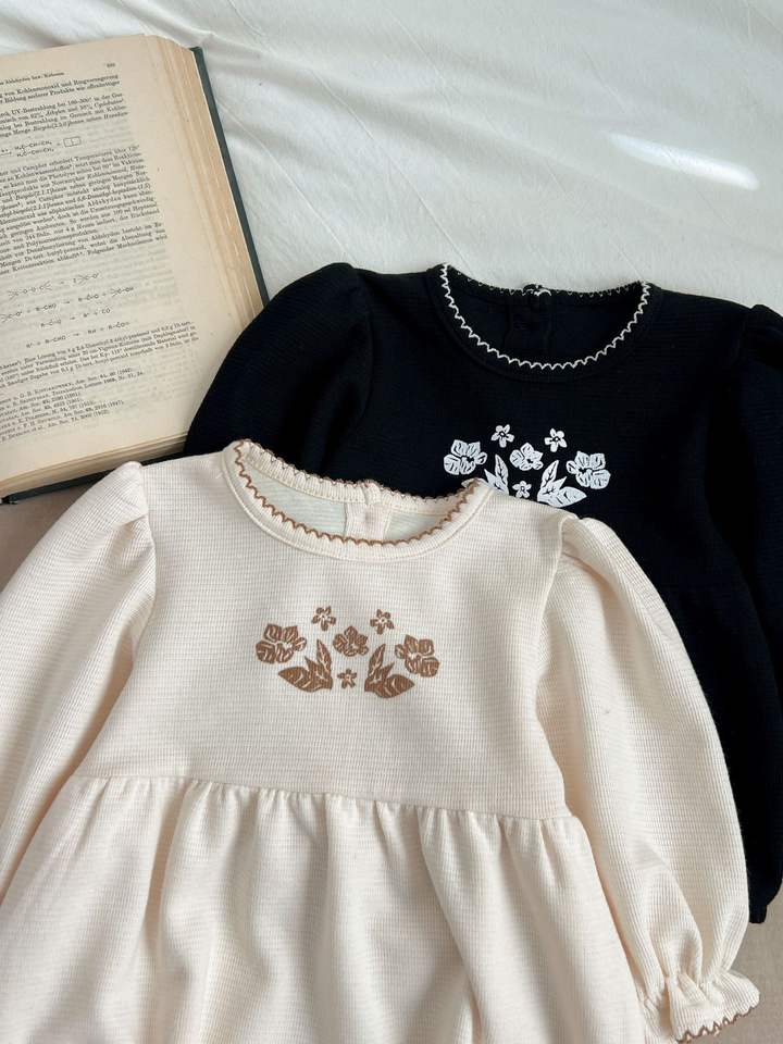 🌸 Baby Girl Elegant Floral Romper – Classic Long Sleeve One-Piece 👶🤍