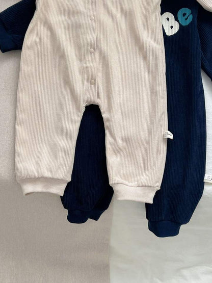 ✨ “Be Be” Baby Ribbed Romper – Minimal Cozy One-Piece 👶🧸