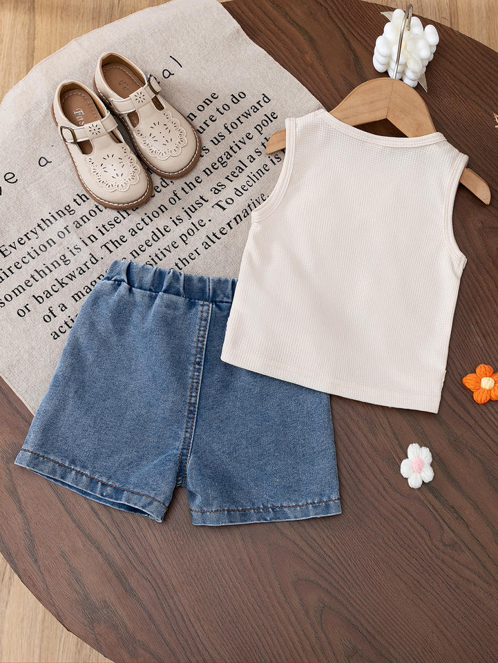 🌼 Baby Girl Floral Denim Set – Cute Summer Style 👶☀️