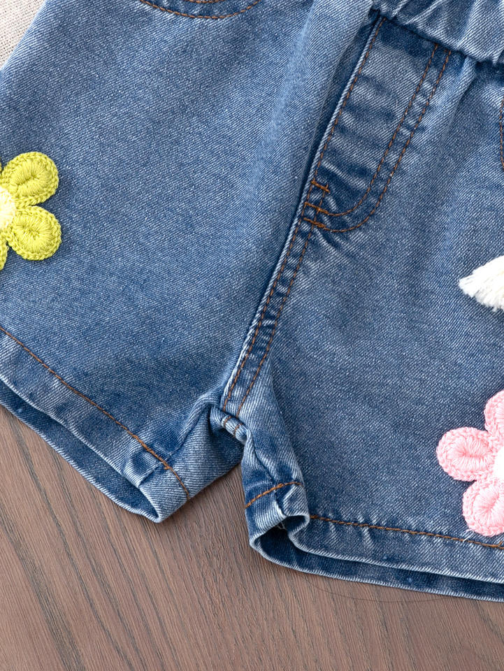 🌼 Baby Girl Floral Denim Set – Cute Summer Style 👶☀️