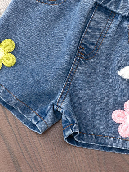 🌼 Baby Girl Floral Denim Set – Cute Summer Style 👶☀️