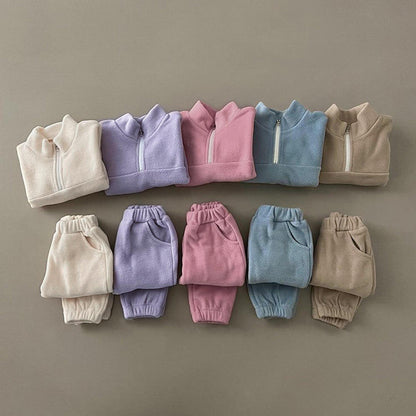 🧸 Baby Fleece Tracksuit Set – Soft Cozy 2-Piece Outfit (Zip Top + Pants) 👶✨