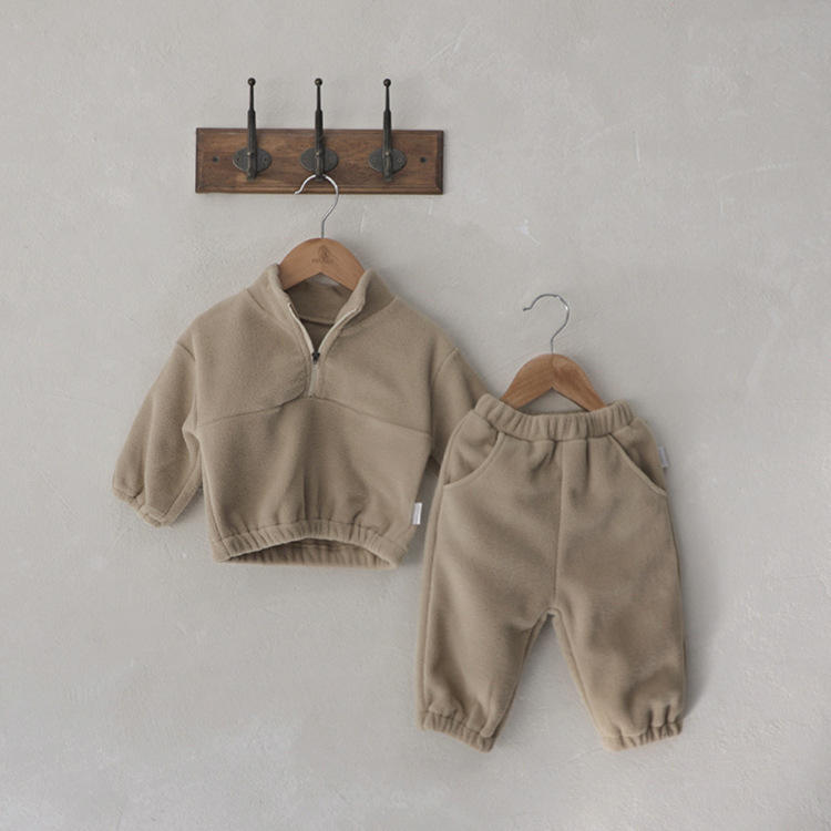 🧸 Baby Fleece Tracksuit Set – Soft Cozy 2-Piece Outfit (Zip Top + Pants) 👶✨