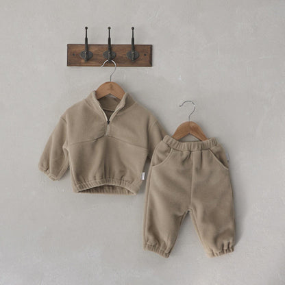 🧸 Baby Fleece Tracksuit Set – Soft Cozy 2-Piece Outfit (Zip Top + Pants) 👶✨