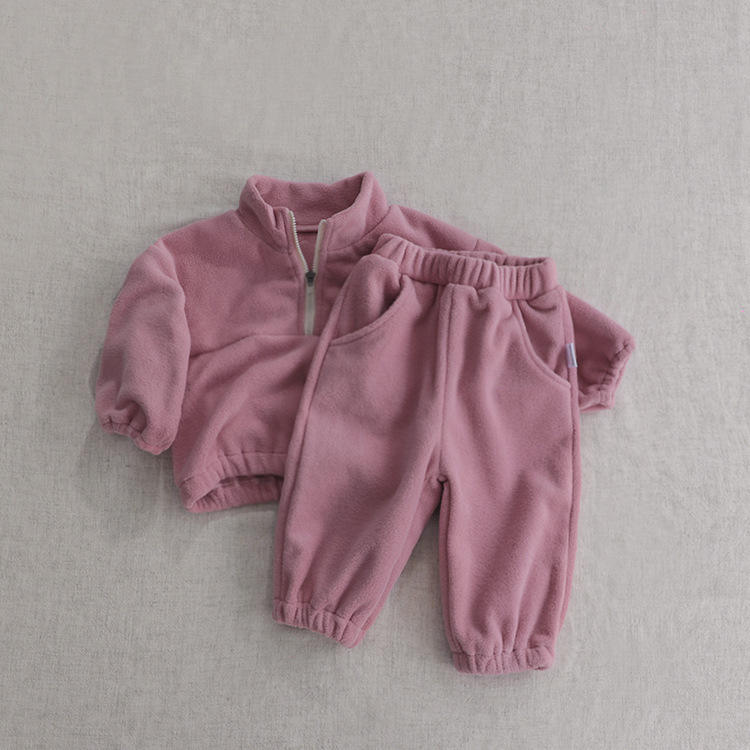 🧸 Baby Fleece Tracksuit Set – Soft Cozy 2-Piece Outfit (Zip Top + Pants) 👶✨