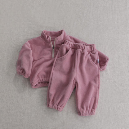 🧸 Baby Fleece Tracksuit Set – Soft Cozy 2-Piece Outfit (Zip Top + Pants) 👶✨