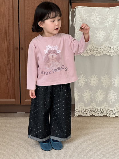 🖤 Kids Heart Print Denim Pants – Cute & Comfy 👖✨