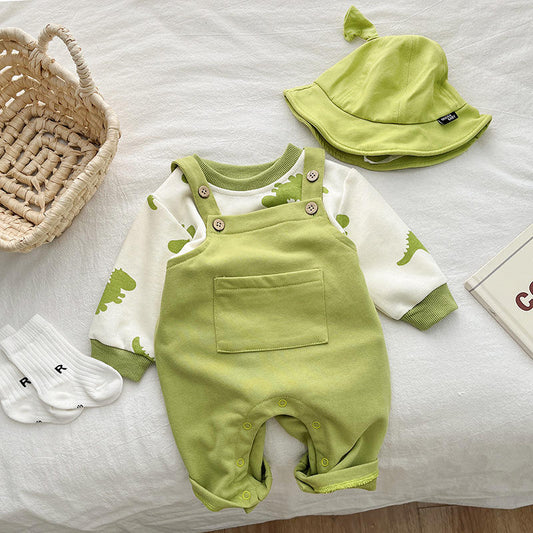 🦖 Dino Baby Overall Set – Cute & Playful Style 💚👶