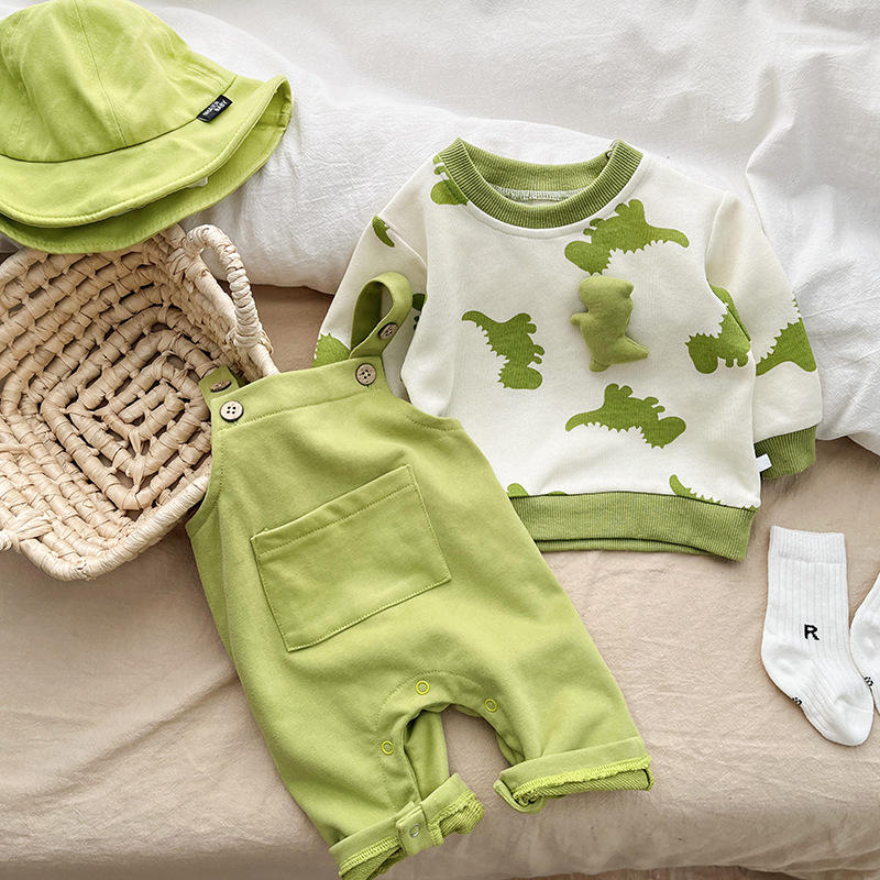 🦖 Dino Baby Overall Set – Cute & Playful Style 💚👶