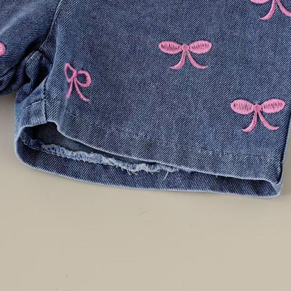 🎀 Baby Girl Bow Denim Set – Cute & Playful 💕👶