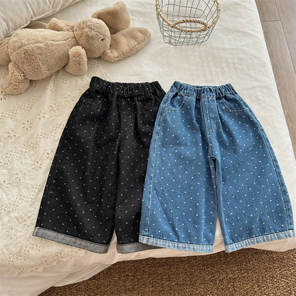 🖤 Kids Heart Print Denim Pants – Cute & Comfy 👖✨