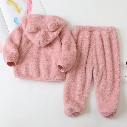 🧸 Teddy Bear Fleece Baby Set – Ultra Cozy Hoodie & Pants 👶❄️