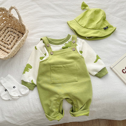 🦖 Dino Baby Overall Set – Cute & Playful Style 💚👶