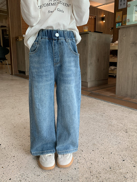 👖 Kids Wide-Leg Denim Pants – Casual & Trendy ✨👧