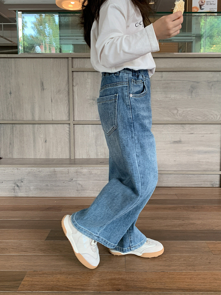 👖 Kids Wide-Leg Denim Pants – Casual & Trendy ✨👧