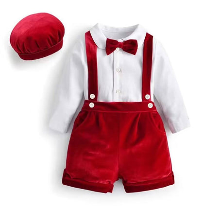 🎩 Baby Boy Formal Gentleman Set – Bow Tie Suspender Outfit 👶❤️