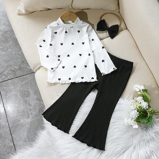 🖤 Baby Girl Heart Outfit Set – Cute & Trendy Style 👶✨