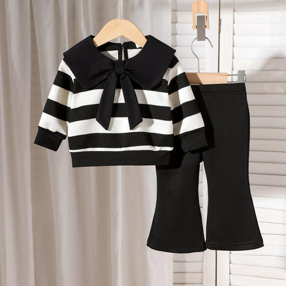 🖤 Baby Girl Striped Outfit Set – Chic Minimal Style 👶✨