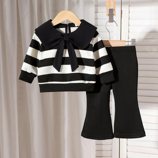 🖤 Baby Girl Striped Outfit Set – Chic Minimal Style 👶✨