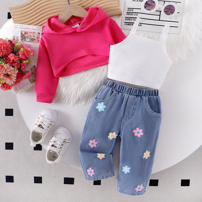 🌸 Baby Girl Flower Denim Set – Trendy & Cute 👧✨