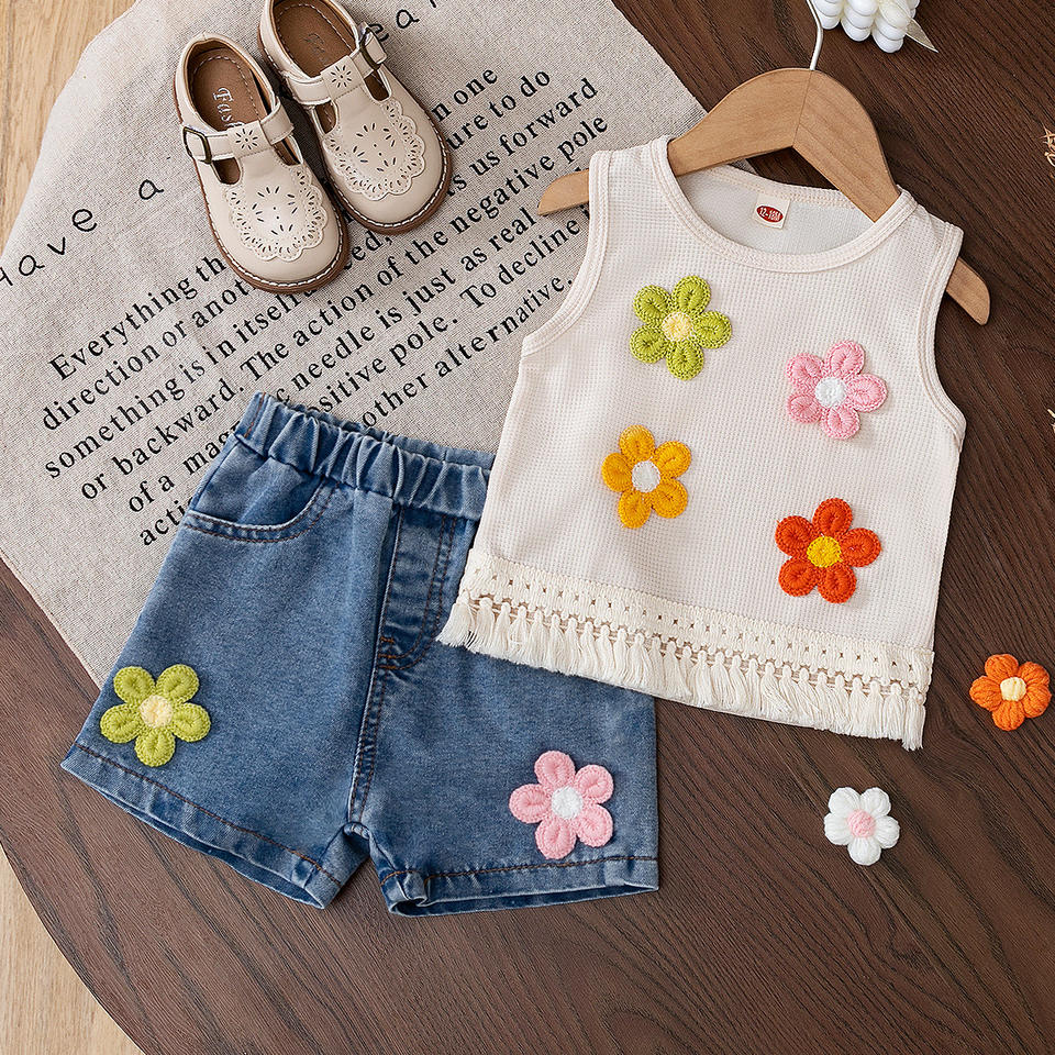 🌼 Baby Girl Floral Denim Set – Cute Summer Style 👶☀️