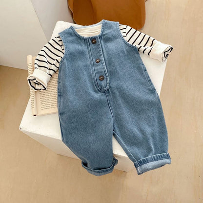 👶 Denim Baby Outfit Set – Classic Overall Style 💙✨