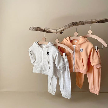 🧥 Baby Hoodie Tracksuit Set – Zip-Up Jacket & Jogger Pants 2-Piece Outfit 👶✨