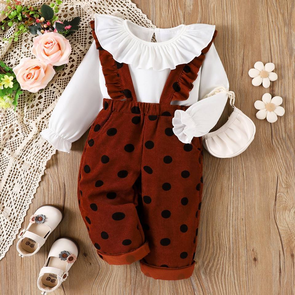 🍂 Polka Dot Baby Suspender Outfit – Sweet & Stylish Look 👶✨