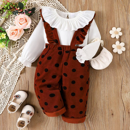 🍂 Polka Dot Baby Suspender Outfit – Sweet & Stylish Look 👶✨