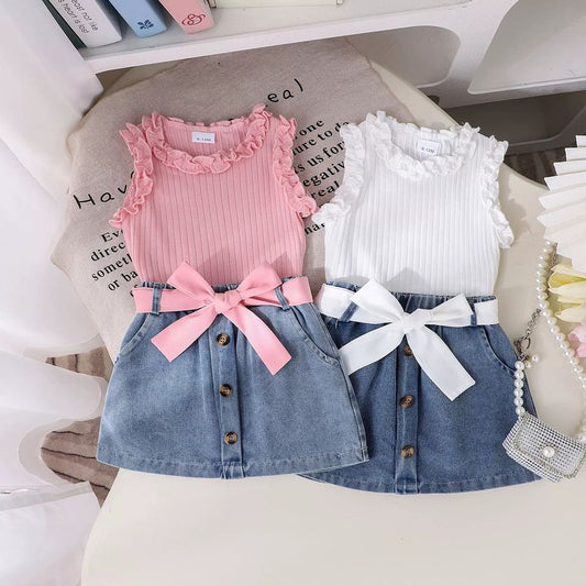 🎀 Baby Girl Denim Skirt Set – Cute & Stylish Everyday Look 👶💖