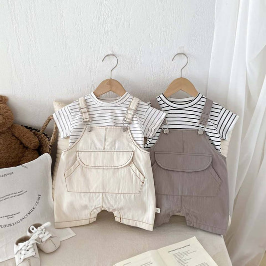 🤍 Baby Suspender Romper Set – Simple & Cute 👶✨