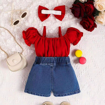 ❤️ Baby Girl Cherry Bow Set – Bright & Playful 🍒👶