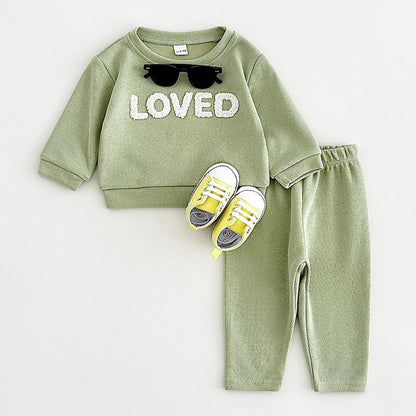 🤍 Baby “HOORAY” Outfit Set – Cotton Sweatshirt & Pants 2-Piece Tracksuit 👶✨