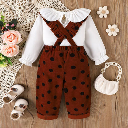 🍂 Polka Dot Baby Suspender Outfit – Sweet & Stylish Look 👶✨