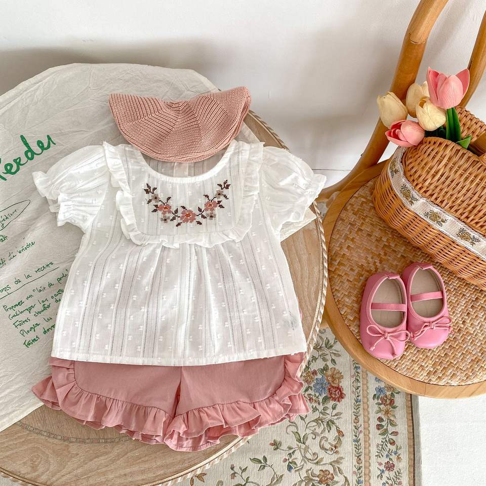🌷 Baby Girl Vintage Floral Set – Soft & Elegant 👶✨