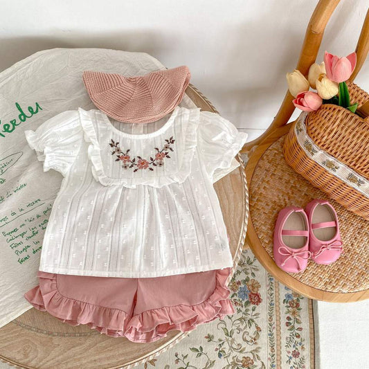 🌷 Baby Girl Vintage Floral Set – Soft & Elegant 👶✨