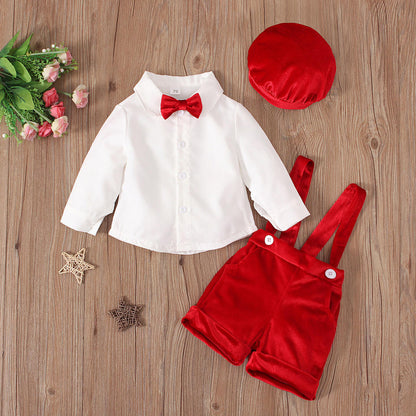 🎩 Baby Boy Formal Gentleman Set – Bow Tie Suspender Outfit 👶❤️