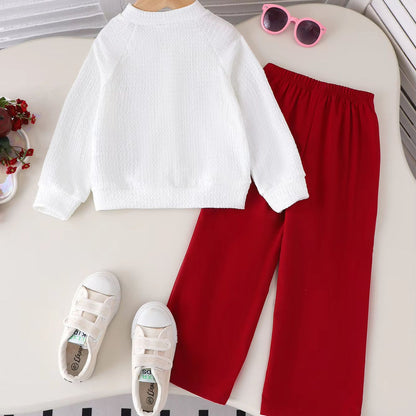🌸 Girl Chic Outfit Set – White & Red Floral Style ❤️✨